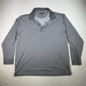 Mens Greg Norman Long Sleeve Polo Shirt Gray Size Large‎ Golf Performance